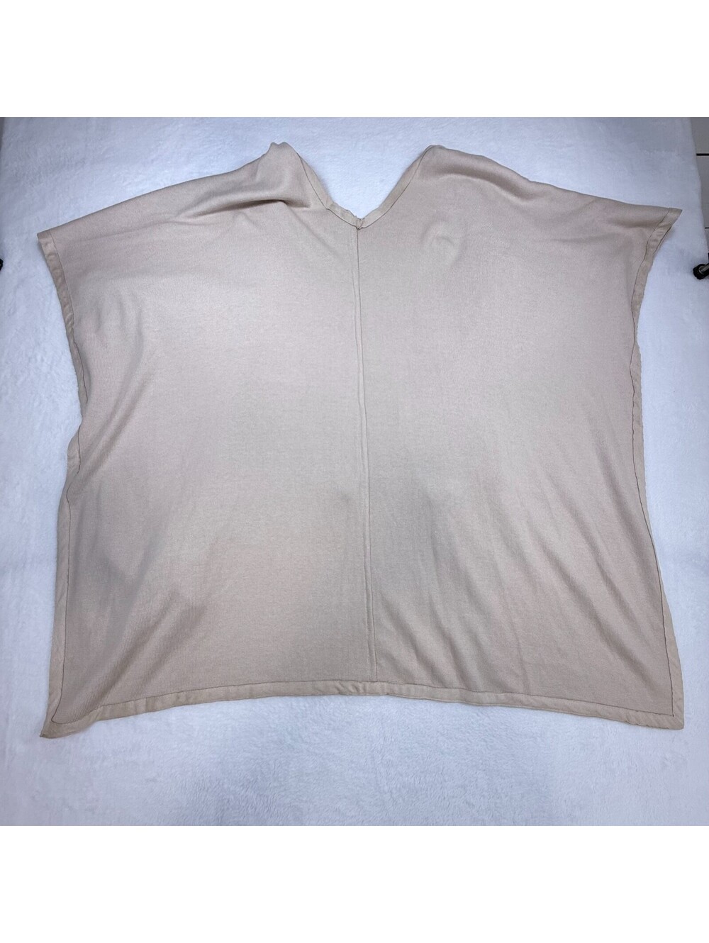Chico's S/M Beige Tan Poncho Kimono Sweater Cotton Blend Oversized Draped Tunic - Picture 9 of 11